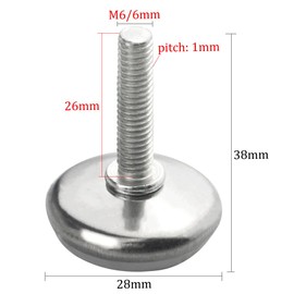 TOVOT 12PCS Adjustable Feet with Nuts M6 Table Feet Furniture Feet Screw-on Leveling Feet for Furniture Cabinet Chair(28×38MM)