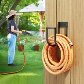 Garden Hose Holder Wall Mount - Metal Water Hose Hanger for Outside, Durable Hose Hook for Garden, Garage, or Yard Storage
