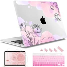 May Chen for M4 MacBook Air 15 inch Case A3241 A3114 M3 A2941 M2 2025 2024 2023 Release, Plastic Hard Shell for MacBook Air 15.3" with Retina Dispaly Fits Touch ID, Floral