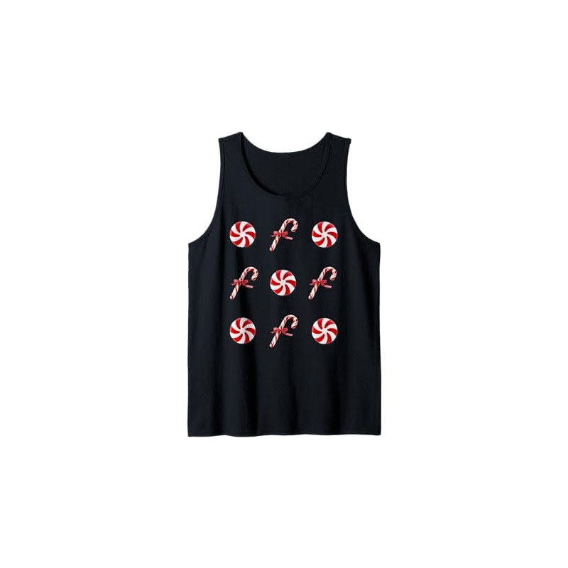 Candy Cane Peppermint Candy Christmas Tank Top