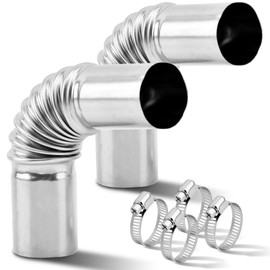 2pcs Diese-l Heater Exhaust Pipe,Stainless Steel 24mm Parking Air Heater Exhaust Pipe Tube Elbow Connector Exhaust Pipe Duct Connector with 4 Clamps for Diese-l Boat Heater