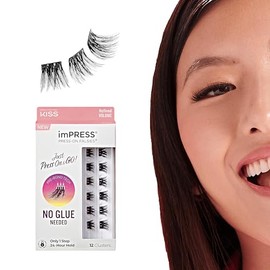 Pestañas postizas, extensiones de pestañas en grupo single Falsies imPRESS - Refined Volume Pestañas sin agregar pegamento, coloca debajo de tus pestañas naturales, presiona y listo pestañas en un solo paso y en pocos minutos