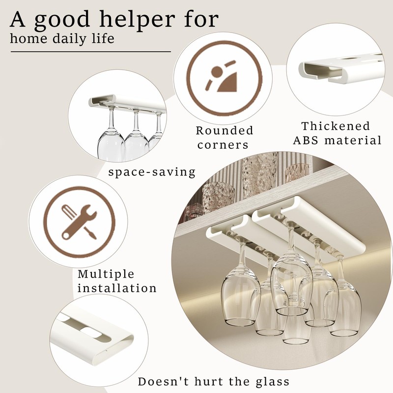 Vaisoeny 2Pack Wine Glass Holder - Under Cabinet, No Drilling