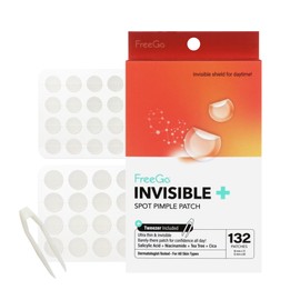 FreeGo Hydrocolloid Acne Patches for Face, Large Pimple Patches for Breakouts, Zit, Blemish Spot, Facial Stickers, Korean Pimple Patches (INVISIBLE+ 132 PATCHES)