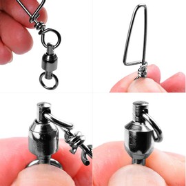 QISHUO Blue Bearings, Swivel, with Snap, High Strength, Stainless Steel Snap, Ball Bearings, Swivel, Lure, Monkey Can, Fishing, Black, 25 Pieces, 48.5 lbs (22 kg)