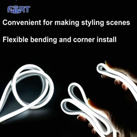 FORT LED Neon Rope Lights White 50FT Flexible AC 110V 120V LED Strip Lights Outdoor Waterproof Plug-Play Neon Strip Lighting Dot Free Cuttable Home Commercial Decor Neon Sign ETL FCC