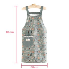 Colexy Kitchen Apron, Pack of 2 Floral Aprons with Large Pocket, Blooming, Anti-Fouling, Cotton Linen Cooking Apron, Strap Design, for Men and Women, for Cooking or Baking