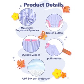 ALVABABY Girls' Long Sleeve Zipper One Piece Swimsuit with Hat, Girls' Rash Guard Sets,Bathing Suit for Outdoor Activities ST-EF01-3-4T