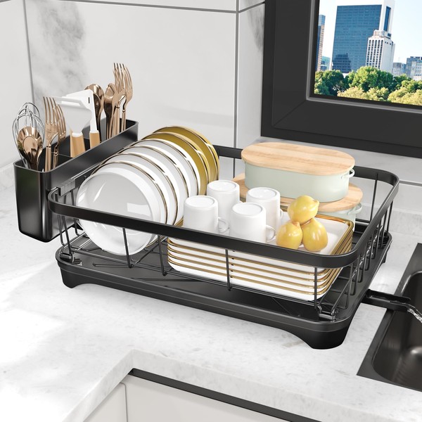 HOMEAILIE Dish Drying Rack for Kitchen Counter - Metal Utensil