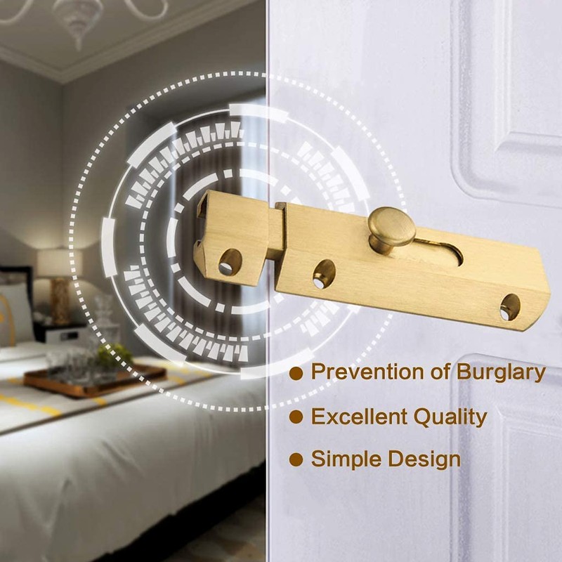 1 Piece Thick Pure Brass Sliding Barrel Door Bolt Heavy