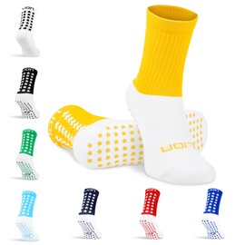 Lion Elite 2.0 Grip Socks – Non-Slip Football Socks with Dual Grip – Pairs with Sleeves, Adults & Kids Sizes, Colours To Match Team Kit - Yellow | Small