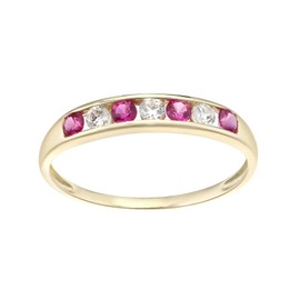 Old English Jewellers 9ct Yellow Gold on Silver Ruby Eternity Ring - sizes J to V (U)