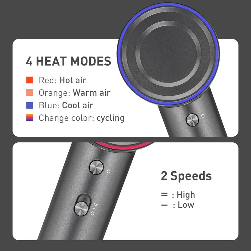 ZYELBF Professional Ionic Hair Dryer, 150000 RPM High-Speed Brushless Motor,