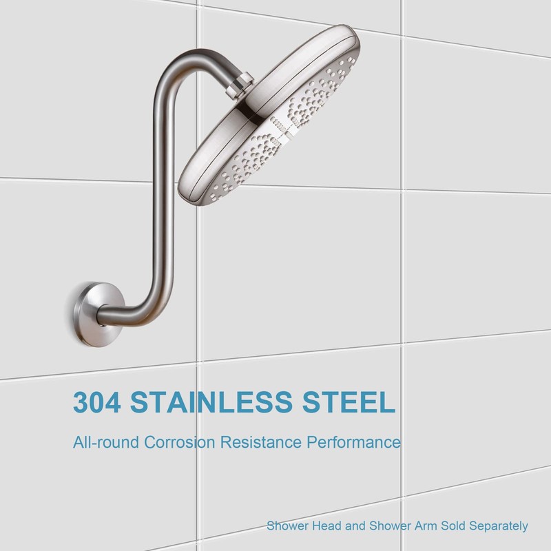 OFFO Shower Head Extension Arm 25.4cm(10 in), Brushed Nickel S