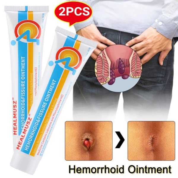 HEALMUSZ 2PCS Hemorrhoids Remove Ointment Herbal Cream Relief Piles Pain