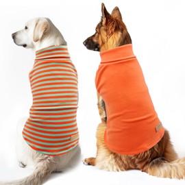 KYEESE 2Pack Dog Coat Turtleneck Stretchy Dog Sweater Super Soft Dog Cold Weather Coat for Large Dogs in Sleeveless Design Dog Fleece Vest, Orange, 3XL