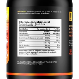 Vitamina C y Raíz de Jengibre de 120 Cápsulas 600 mg. Ingredientes Naturales. C Blend B Life