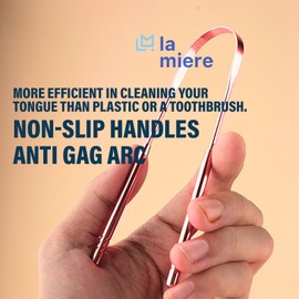 Pure Rose Gold Tongue Scraper for Adults - Oral Care & Hygiene Natural Tongue Cleaner for Fresher Breath - Tongue Scraper with Natural Cotton Bag (2 Piece/Pack)