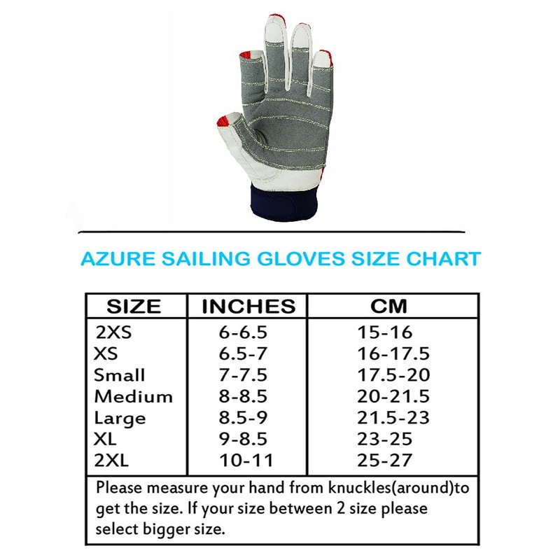 Azure sailing Gloves STOPWATCH FRIENDLY STRONG STITCHING-X Small F/F-RED