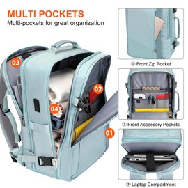 PIJUSHI Travel Backpack for Women Airline Approved Carry on Backpacks Personal Item Luggage Bag(PE034 Blue)