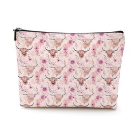 Western Cosmetic Bag Western Gifts for Women Pink Western Stuff Cute Cow Print Stuff Cow Lovers Makeup Bag Animal Lover Friendship Gifts for Women Cowgirls Nurse Coworkers Bestie Birthday Christmas