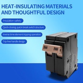 C2125 2-Pole 125-Amp Circuit Breaker, Type C3/4-In Plug-On Molded Case Circuit Breaker, Thermal Magnetic Protection, 10 KAIC, 120/240V, Fit for Cutler Hammer Load Centers fit for Eaton