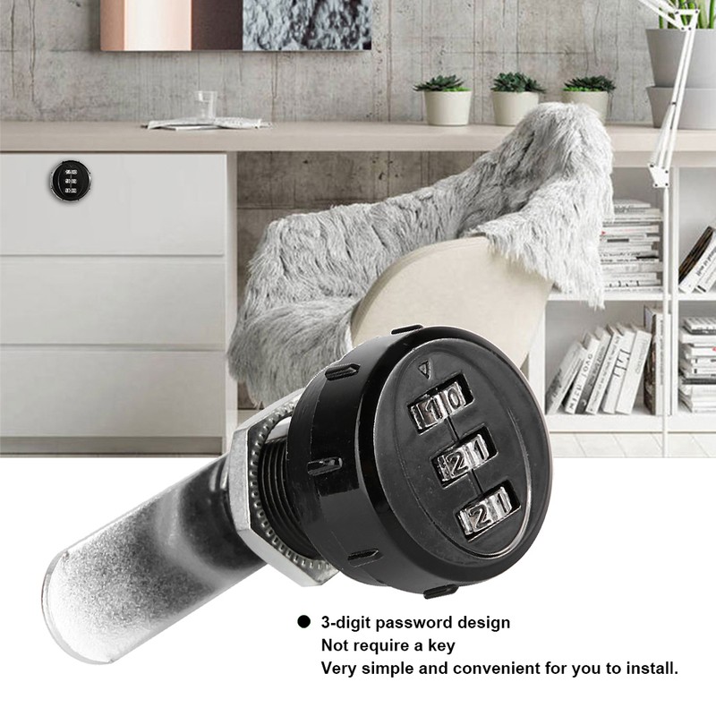 2pcs 3-Digit Zinc Alloy Mechanical Password Lock for Cabinet Wardrobe