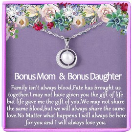Bonus Daughter Gifts for Daughter Gift Pearl Necklace White Gold Plated Birthday Gift for Bonus Daughter Jewellery for Women Teen Girls