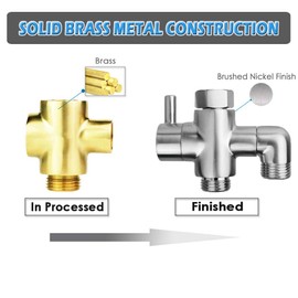 Shower Arm Diverter Valve Brass G1/2 3 Way Universal Bathroom Shower System Component Replacement for Handheld Shower Head and Fixed Spray Head, Brushed Nickel