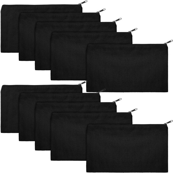 10 bolsas de cosméticos multiusos con cierre, bolsa de lona de viaje, bolsa de aseo de bricolaje, bolsa de lápices (S, negro)
