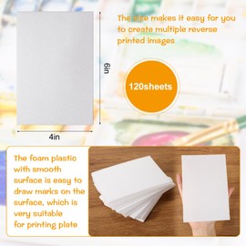 Cholemy 120 Pcs Foam Printing Plates 4 x 6 Inch White Foam Sheets 1/20 Inch Thick Foam Board Foam Papers Set for Card Making, Crafting, Printing, DIY Project, Stamp, Classroom, Scrap Booking
