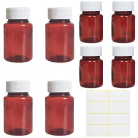 Pill Bottle, 8pcs Medication Pots with Labels, 50ml and 80ml Plastic Bottles, Ideal for Home and Travel Storage of Herbs, Spices, and Small Items