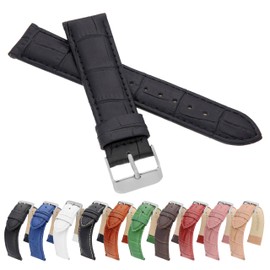 MARCHEL Croco LM Leather Strap Black Brown White Red Blue Green Crocodile Pattern Watch Strap Cowhide, black, Classic