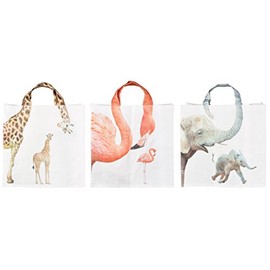 Esschert Design TP195 's Zoo, PP Fabric Polyester Shopping Tote Bag – Assortment, 39 x 14 x 39 cm