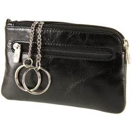 Visconti Unisex Keyring Leather Wallet Purse, Key Holder Case Coin Pouch - MZ19 (Black)