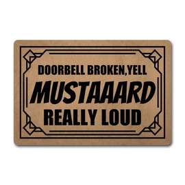 Funny Welcome Doormat (23.6 X 15.7 in) Anti-Slip Rubber Back House Warming Gift Door Mat Outside Entrance Way Indoor (Doorbell Broken Yell Mustaaad Loud)