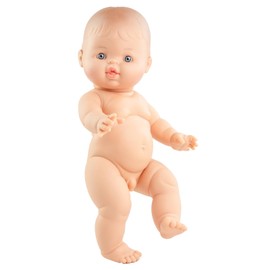 Heless Paola Reina Gordi 54021 Boys Baby Doll with Muslin Dungarees in Sage Green and a White Shirt, Made of Organic Cotton, One Doll Size 34 cm