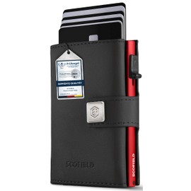 SF SCOFIELD Trinity Premium Slim Wallet with Coin Compartment, Wallets for Men, Card Holder with Coin Compartment 10 - 12 Cards, Credit Card Holder, RFID Protection, Card Wallet, Smart Wallet, Black -