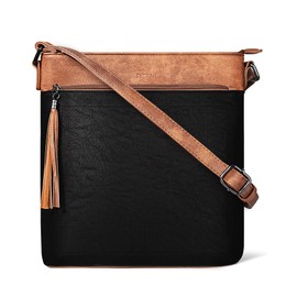 SYTRAH Crossbody Purses for Women, Premium Vagan Leather Crossbody Bag, Adjustable Strap Lightweight Shoulder Bag with Tassel Black Brown
