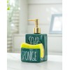 Ceramic soap Dispenser with Sponge Holder for Kitchen Sink Bathroom
