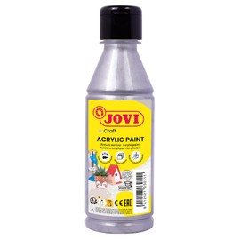 Jovi Jovidecor Acrylic Paint, High Coverage, for All Surfaces, Water-based, 1 x 250 ml Bottle, Silver