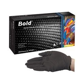 NITRILE GLOVES, POWDERFREE, BLK, L PK100 73998 By AURELIA