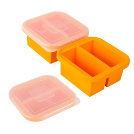 NAKTOW Silicone Freezing Tray with Lid - 1-Cup 2 Pack Freezer Containers,Make 2 Perfect Freezing,Storing Soups, Foods, Stews, Dips or Sauces Simple and Convenient Color Orange