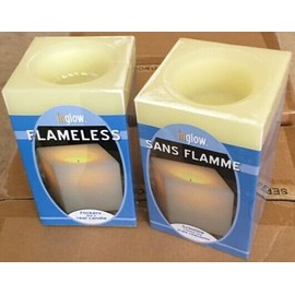 Inglow 5" Indoor and Outdoor Flameless Candles Squared, NEW (2 Pack)