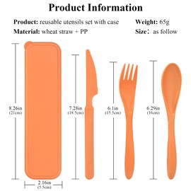DISSKNIC 4 Sets Reusable Utensils Set with Case,Travel Utensils Cutlery Set Spoons and Forks Set, Reusable Plastic Utensils for Lunch Box Accessories for Adults, Portable Lunch Utensils Set for Daily
