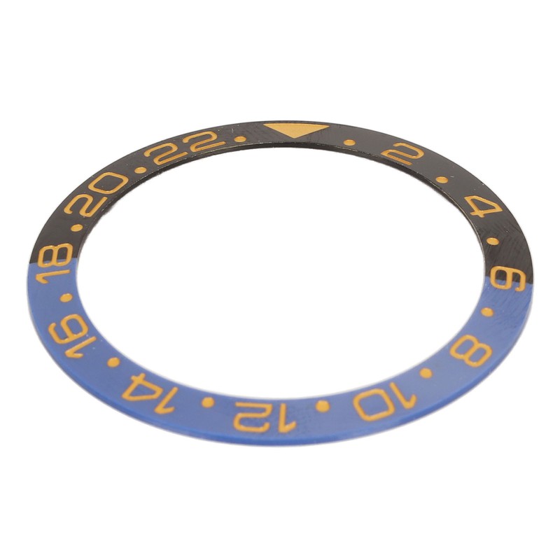 Ceramic Watch Bezel Insert 38mm Blue Black Base Gold Digit
