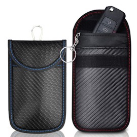 2 PCS Faraday Bags, Faraday Key Fob Protectors Blue and Red RFID Key Fob Protector Pouch High Performance Anti Theft Signal Blocking Durable Stylish Design