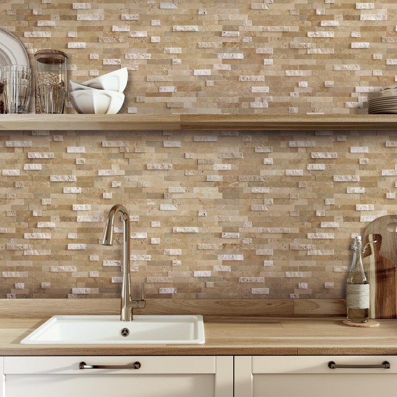 SUNWINGS Peel and Stick Mosaic Natural 3D Stone Self Adhesive