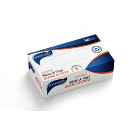 SereneLife 100 Pcs Nitrile Blend Disposable Gloves - Soft Industrial Gloves, Nitrile and Vinyl Blend Gloves Powder-Free, Latex-Free Protective Gloves, Soft and Comfortable (Small)