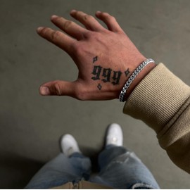 JVillion 6 mm Cuban Link Bracelet, Silver, Stainless Steel, Streetwear, Fashion Jewellery, Men's, Waterproof and Non-Marking, Stainless Steel